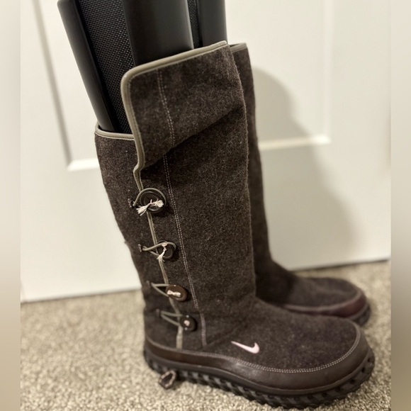 Nike Valenka Wool Soft Grey Winter Sherpa Lined Boots Size 7 - Picture 2 of 13